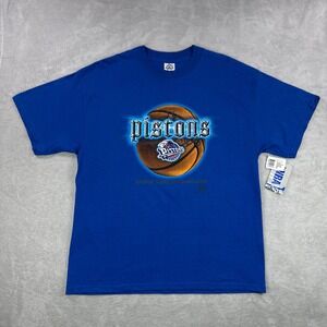 Vintage Detroit Pistons Shirt Mens Large Blue NBA Basketball Graphic Logo Y2K